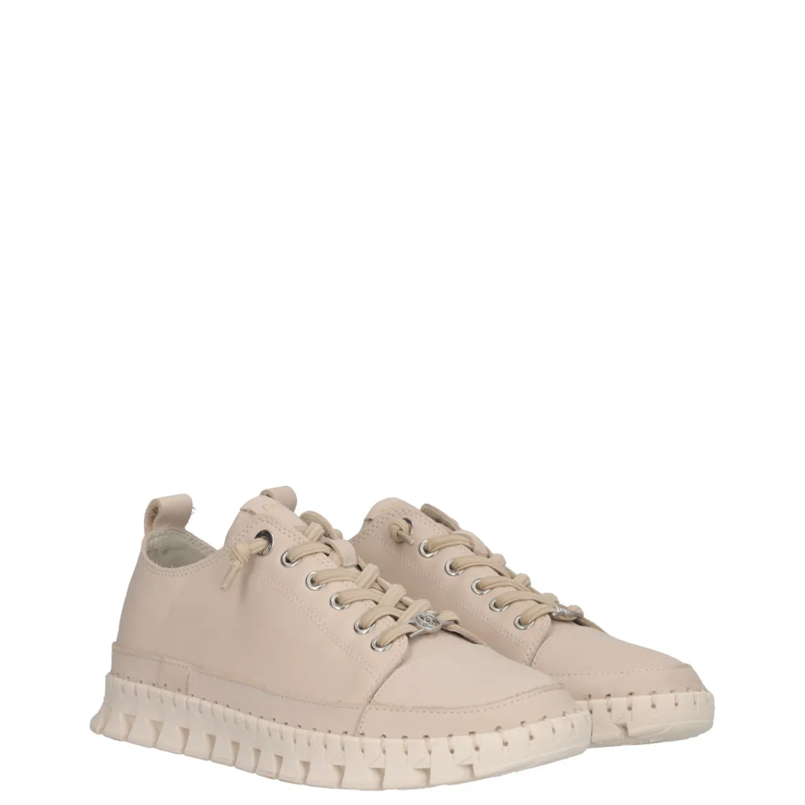 Sneakers Donna Beige in Pelle