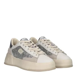 Sneakers Donna Bianca con Glitter Argento