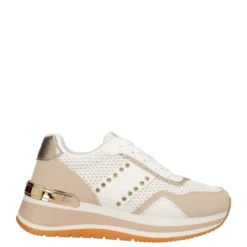Sneakers Donna Bianche e Beige con Zeppa