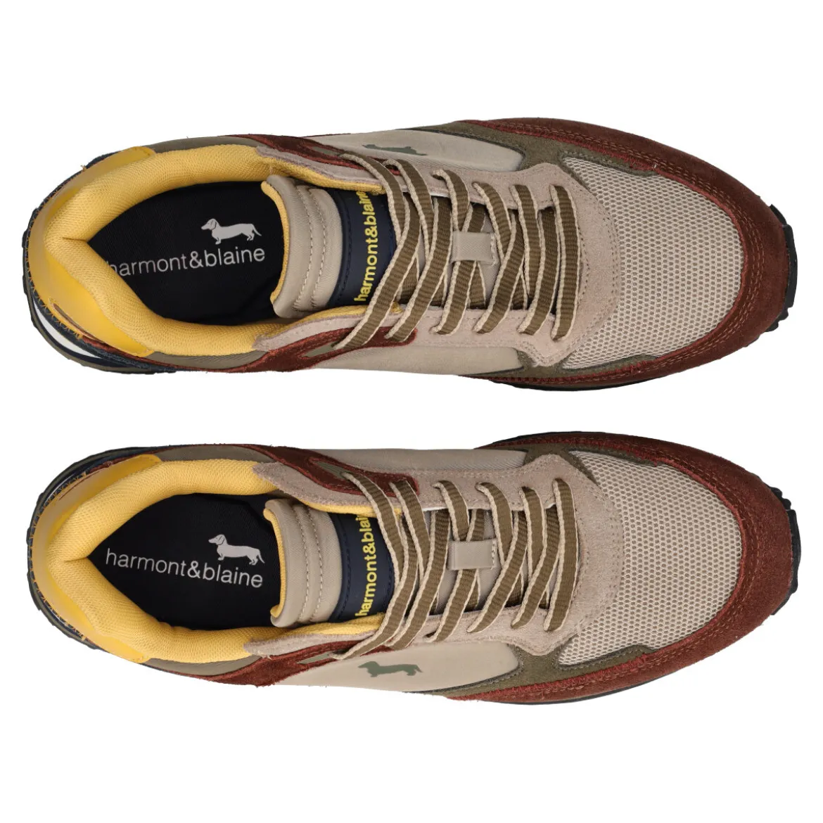 Sneakers Uomo Verde, Marrone, Blu e Gialla in Pelle