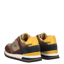 Sneakers Uomo Verde, Marrone, Blu e Gialla in Pelle