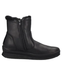 Stivaletti Comfort Donna Neri in Pelle Pianta Larga