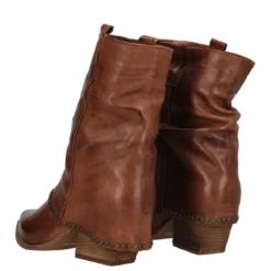 Stivaletti Donna Marrone Texani in Pelle