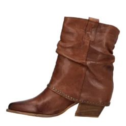 Stivaletti Donna Marrone Texani in Pelle