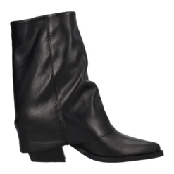 Stivaletti Donna Neri Texani in Pelle