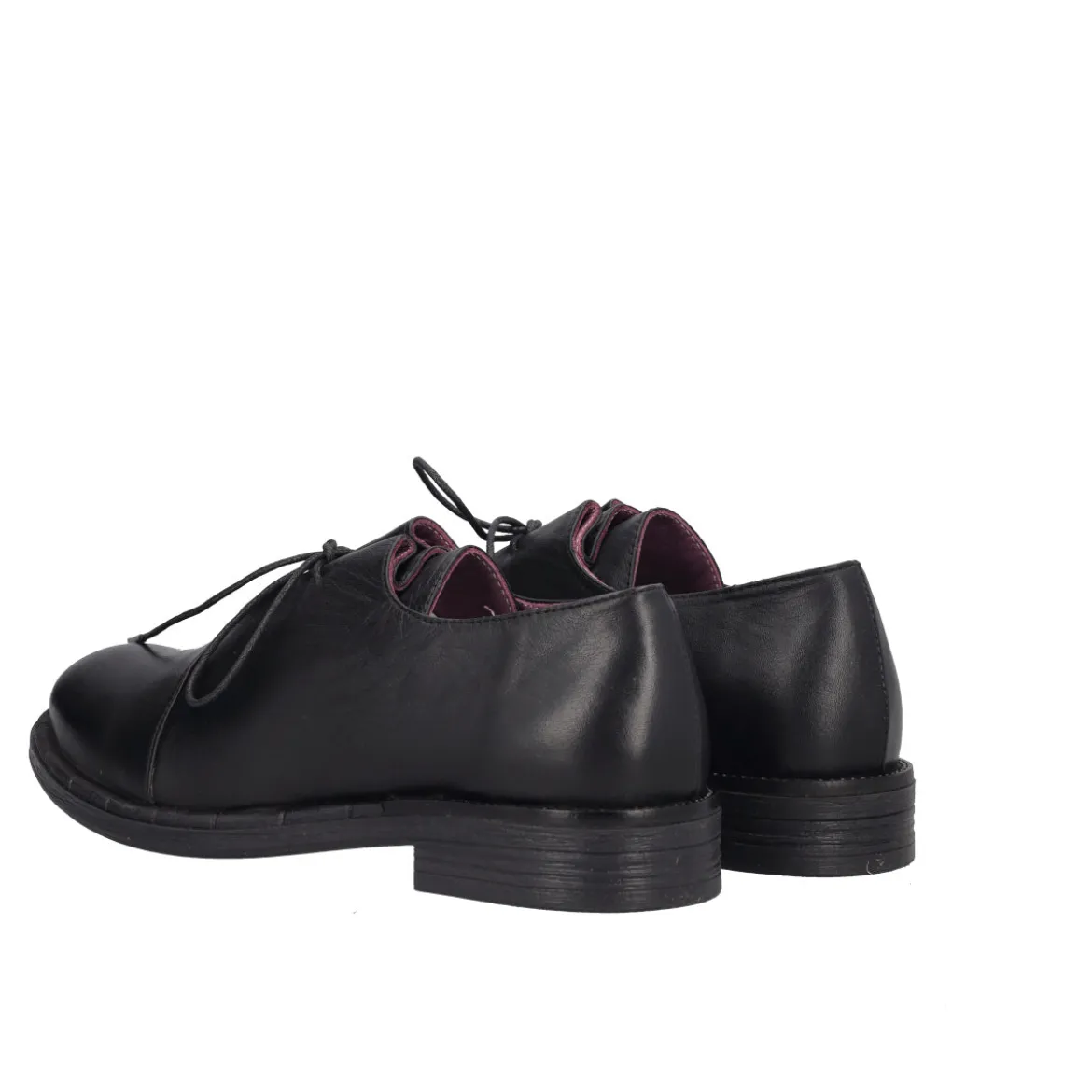 Stringata Donna Nera e Viola in Pelle