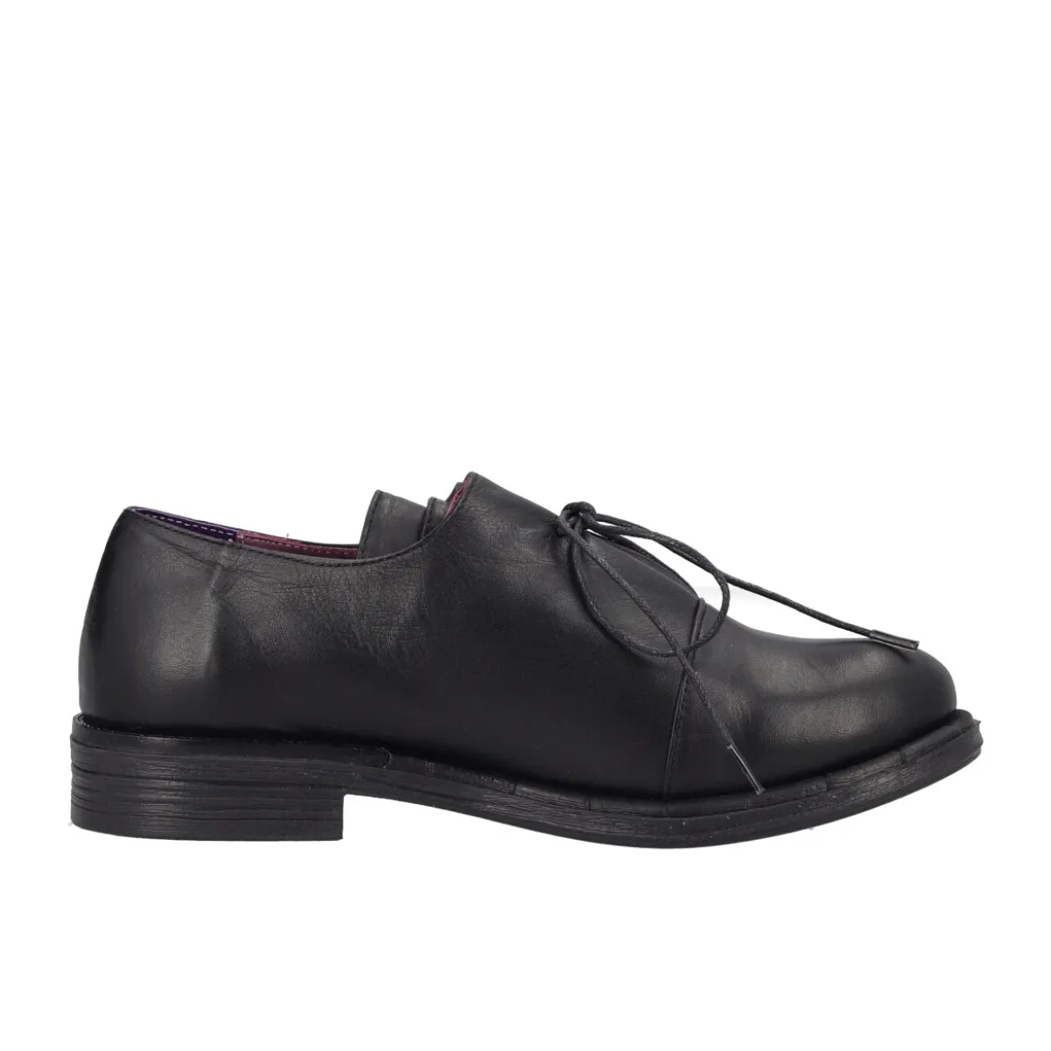 Stringata Donna Nera e Viola in Pelle