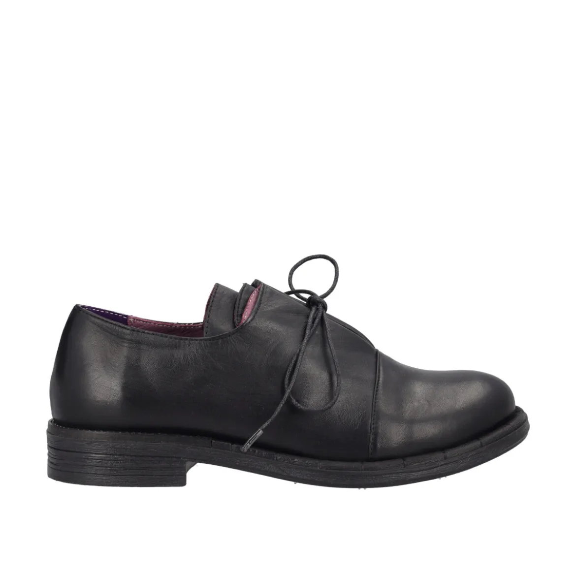 Stringata Donna Nera e Viola in Pelle