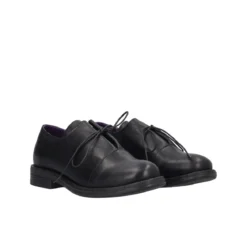 Stringata Donna Nera e Viola in Pelle