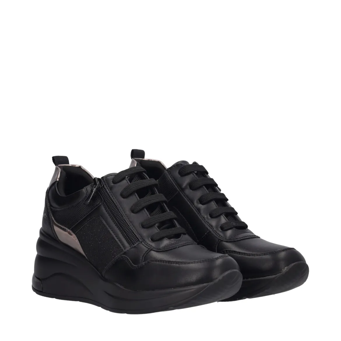Stringate con Zeppa Donna Nere