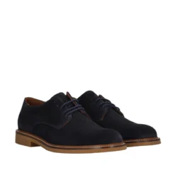 Stringate Uomo Blu Pelle