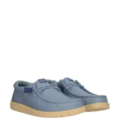 WALLY STRETCH CANVAS Mocassino Slip-on Uomo Azzurro