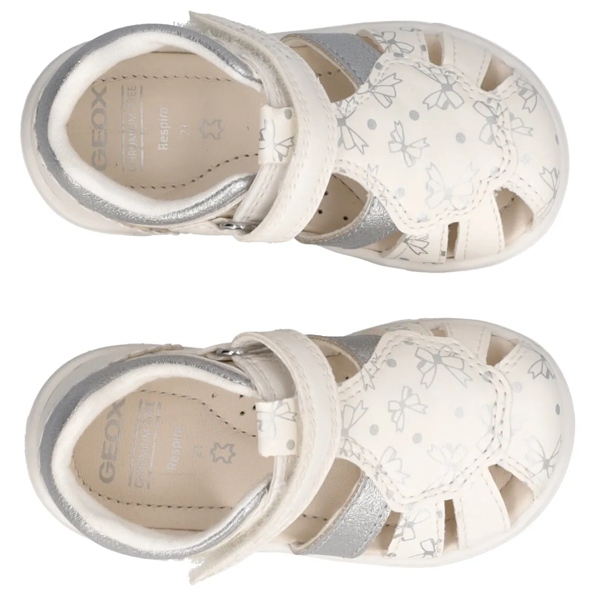 ZAPITO Sandali Bambina Bianchi con Fiocchi Argento