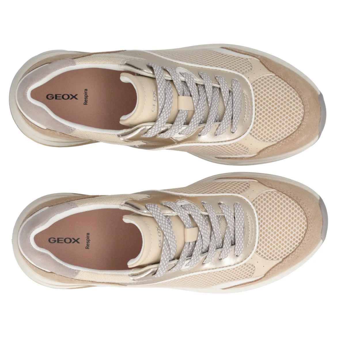 ZARVIA Sneakers Donna Oro e Beige